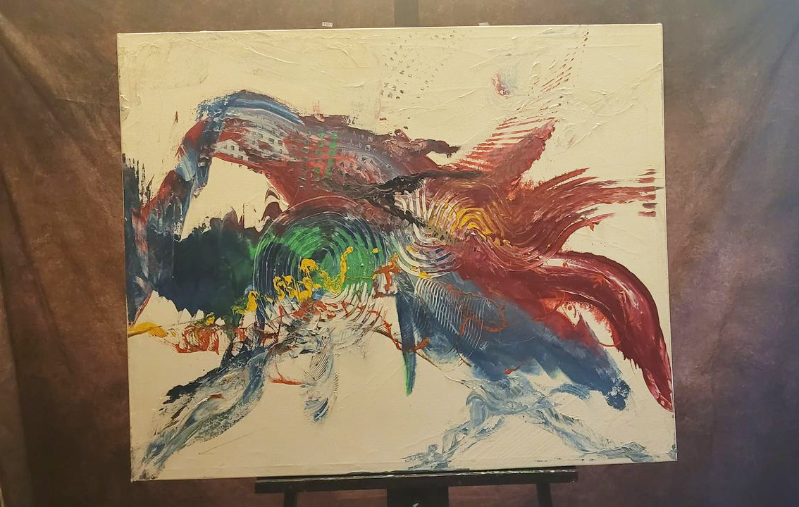 Abstrato Passaro Azul — obra original de Enéas Lourenço