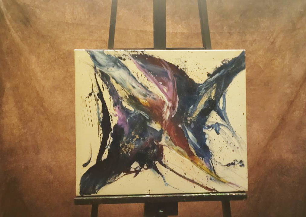 Abstrato Folha de Ouro Azul — obra original de Enéas Lourenço