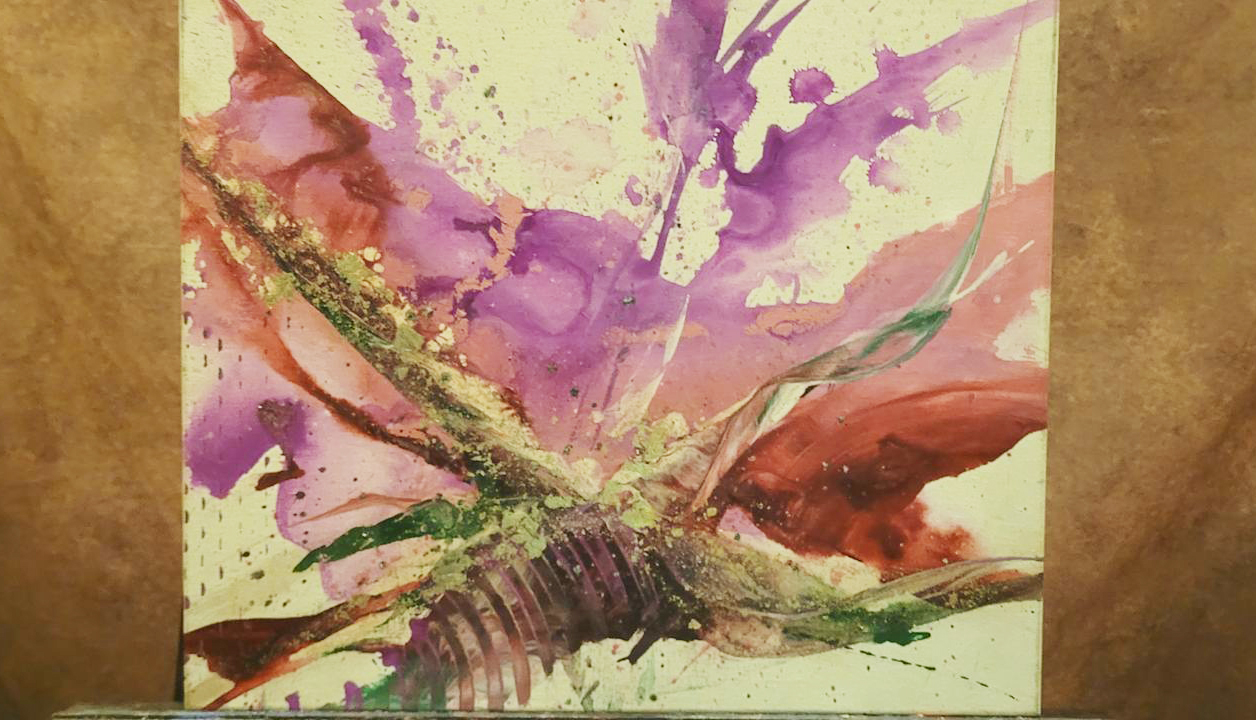 Abstrato Folha de Ouro Rosa — obra original de Enéas Lourenço