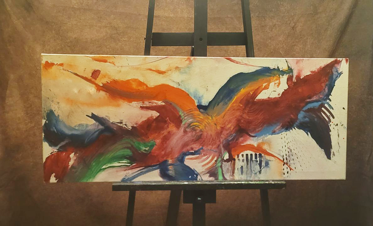 Abstrato Laranja Com Vermelho — obra original de Enéas Lourenço