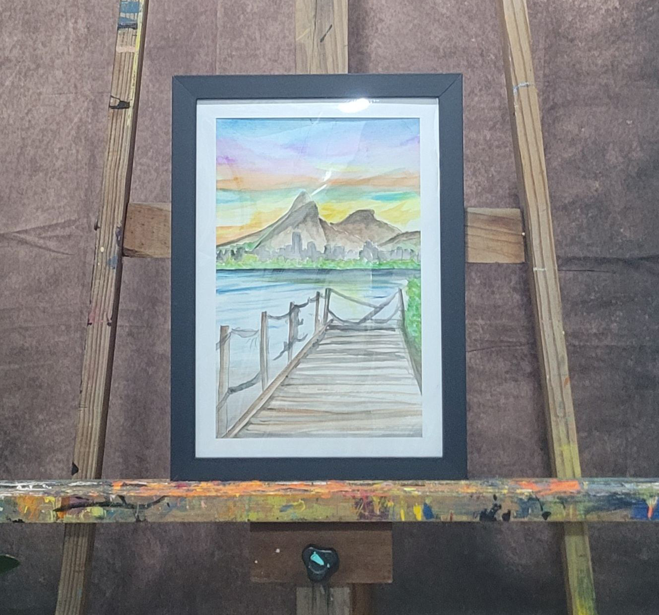 Aquarela 10 - Lago Rodrigo de Freitas — obra original de Enéas Lourenço